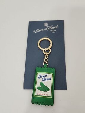 Universal Thread Green Sweet Relish Packet Keychain Bag Charm Pickle Statement